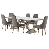 Antoine 7-piece Rectangular Glass Top Dining Table Set Grey